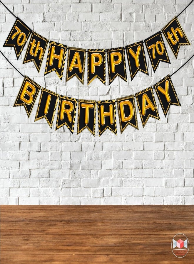Wobbox 70th Happy Birthday Banner, 70th Happy Birthday Decoration Items (Black) (FP4534) - Image 1